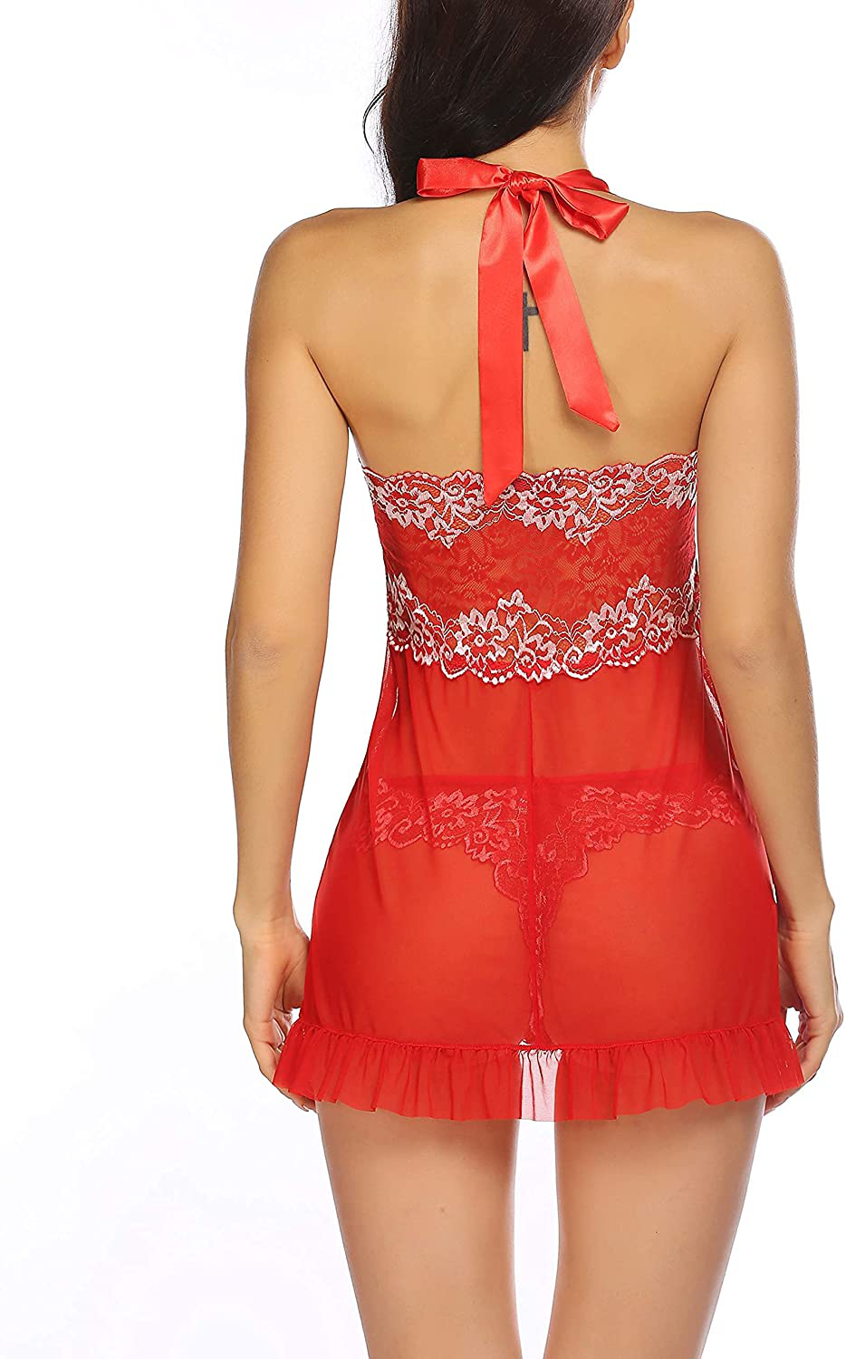 Avidlove Babydoll Lingerie for Women Halter Chemise Open Front Lingerie Sexy Nightwear Apparel & Accessories > Clothing > Underwear & Socks > Lingerie Kylie Max   