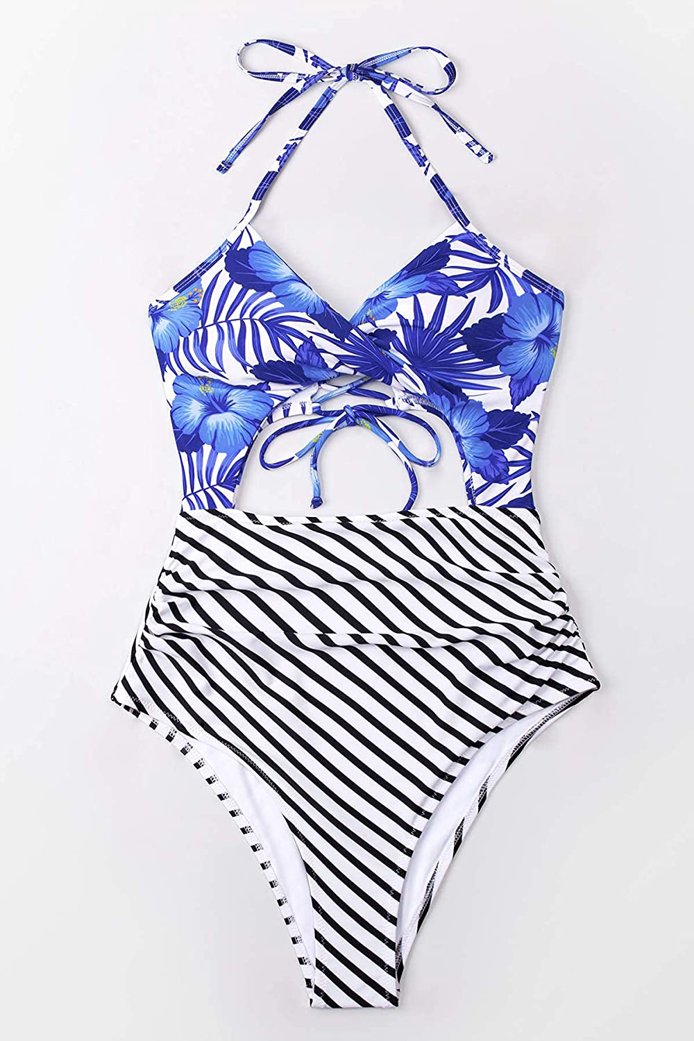 CUPSHE Women'S One Piece Swimsuit Cutout Halter Lace up Twist Bathing Suit Apparel & Accessories > Clothing > Swimwear Kylie Max   