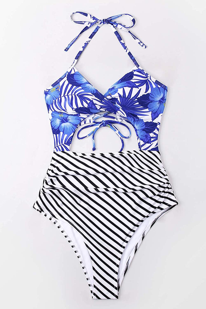CUPSHE Women'S One Piece Swimsuit Cutout Halter Lace up Twist Bathing Suit Apparel & Accessories > Clothing > Swimwear Kylie Max   