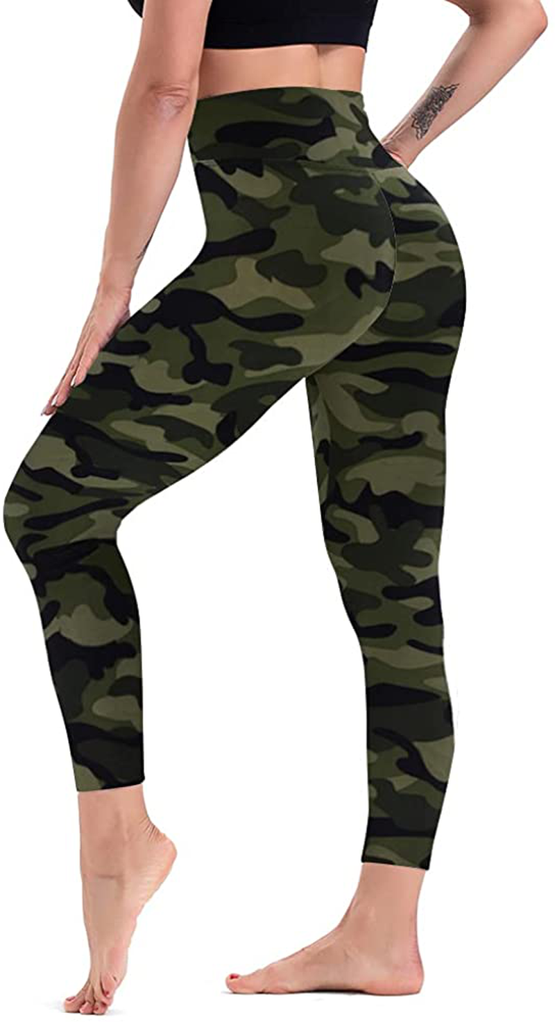 TNNZEET High Waisted Pattern Leggings for Women - Buttery Soft Tummy Control Printed Pants for Workout Yoga Apparel & Accessories > Clothing > Activewear TNNZEET Camouflage Large-X-Large 