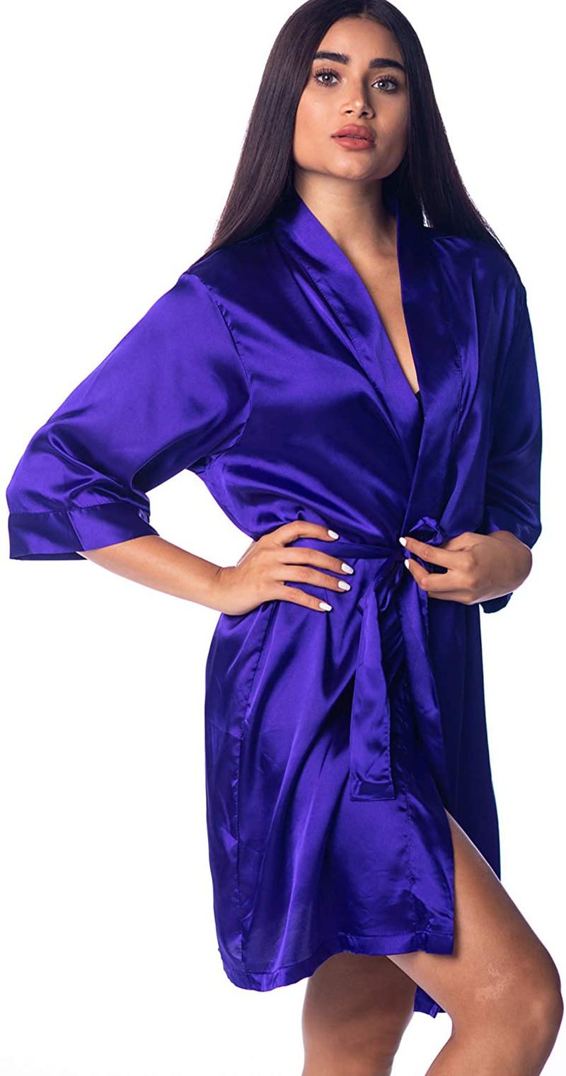 Pretty Robes Silk Satin Robes for Women Short Kimono Robe for Brides and Bridesmaids Wedding and Bridal Party Loungewear Apparel & Accessories > Clothing > Sleepwear & Loungewear > Robes Pretty Robes   
