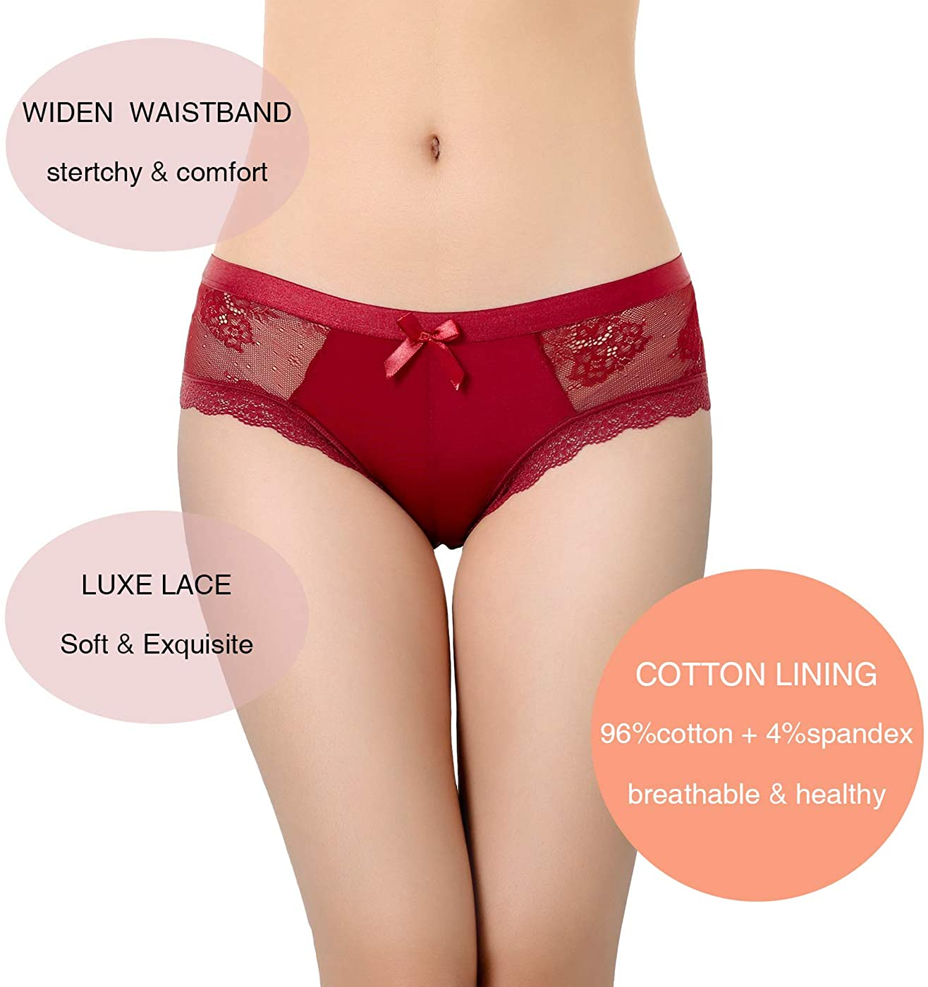 LEVAO Womens Bikini Panties Underwear Lace Hipster Seamless Sexy Hi Cuts Pack 6 Apparel & Accessories > Clothing > Underwear & Socks > Underwear LEVAO   