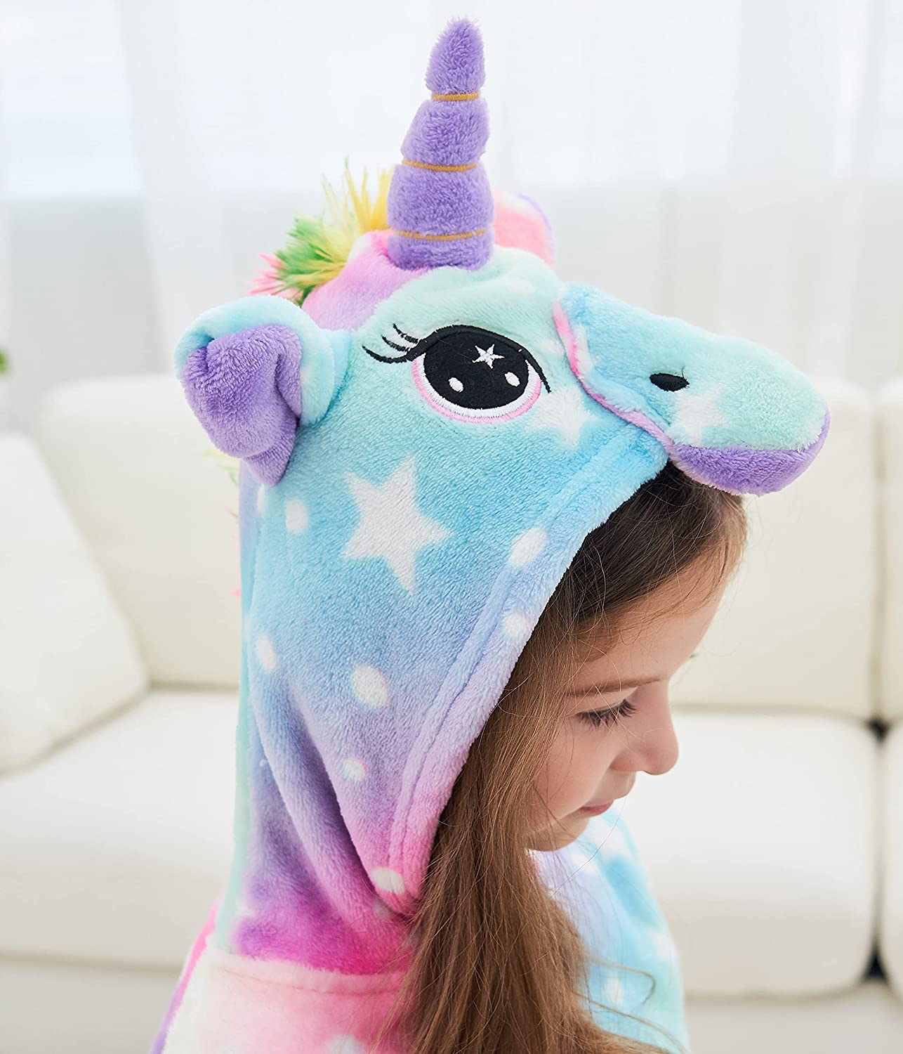 Soft Unicorn Hooded Robe with Matching Slippers Headband and Blindfold for Girls Apparel & Accessories > Clothing > Sleepwear & Loungewear > Robes Kylie Max   