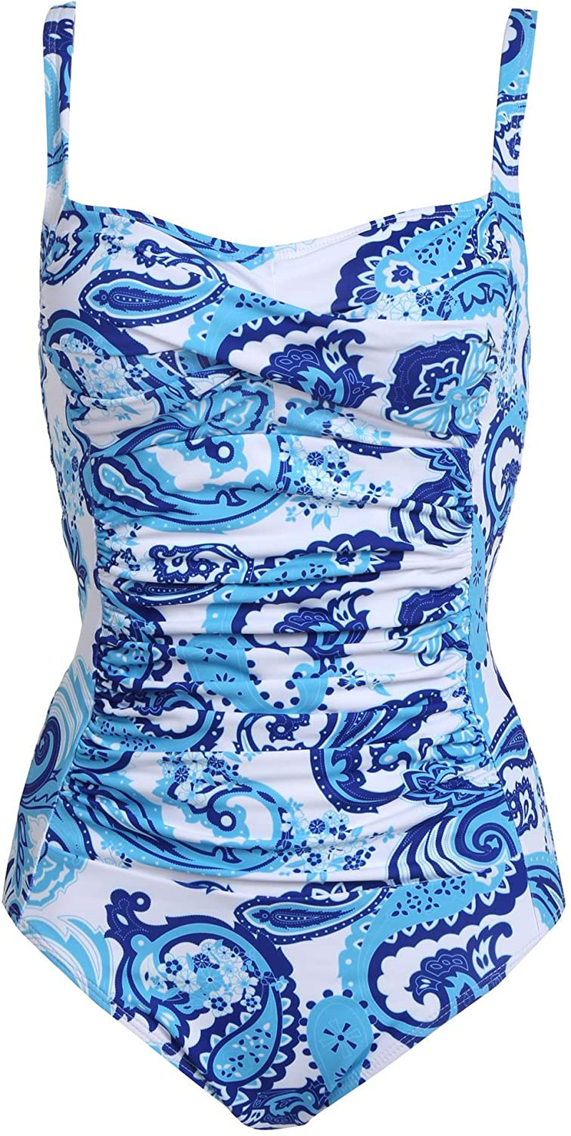 Ekouaer Womens One Piece Swimsuit Elegant Inspired Vintage Pin up Monokinis Tummy Control Swimwear Shirred Bathing Suits Apparel & Accessories > Clothing > Swimwear Kylie Max   