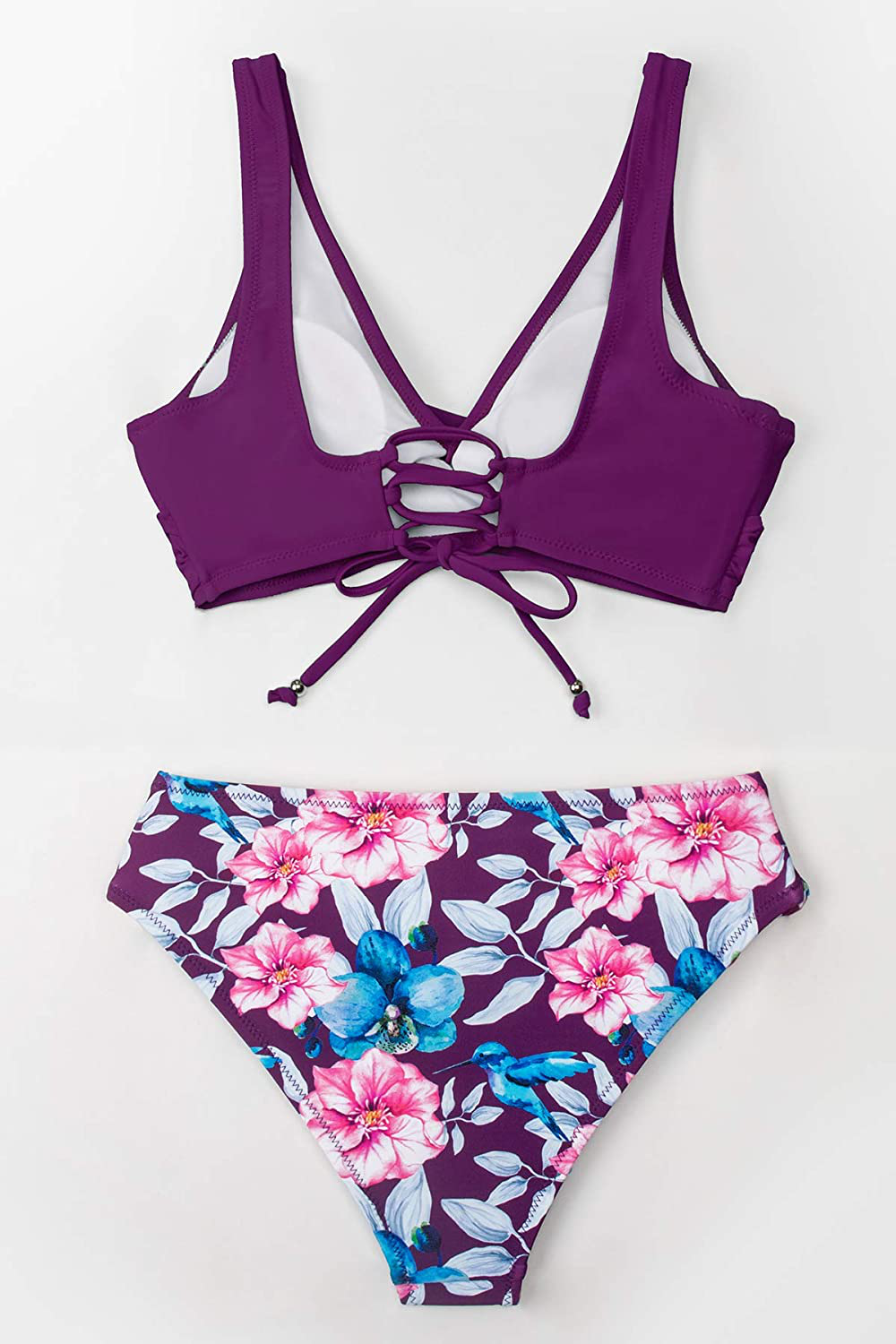 CUPSHE Women's Bikini Swimsuit Front Cross Lace Up Two Piece Bathing Suit Apparel & Accessories > Clothing > Swimwear CUPSHE   