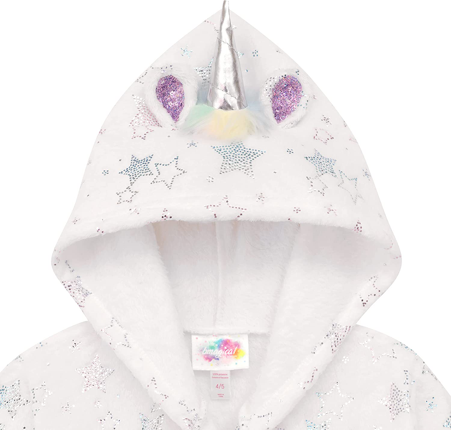 Hooded Terry Robe with Slippers Set for Girls, Unicorn Heart Plush Fleece Robe and Matching Slip-Ons Apparel & Accessories > Clothing > Sleepwear & Loungewear > Robes Kylie Max   