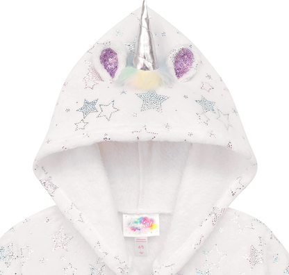 Hooded Terry Robe with Slippers Set for Girls, Unicorn Heart Plush Fleece Robe and Matching Slip-Ons Apparel & Accessories > Clothing > Sleepwear & Loungewear > Robes Kylie Max   
