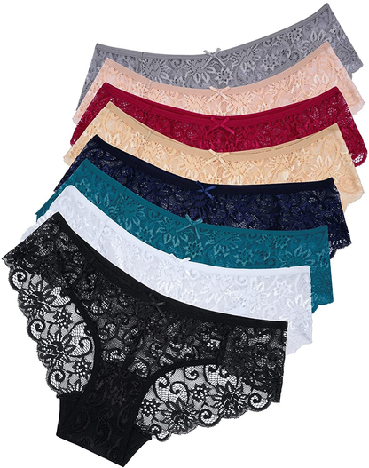 Sunm Boutique Womens Underwear Invisible Seamless Bikini Lace Underwear Half Back Coverage Panties Apparel & Accessories > Clothing > Underwear & Socks > Underwear Sunm Boutique 8 Pack Vintage X-Large 
