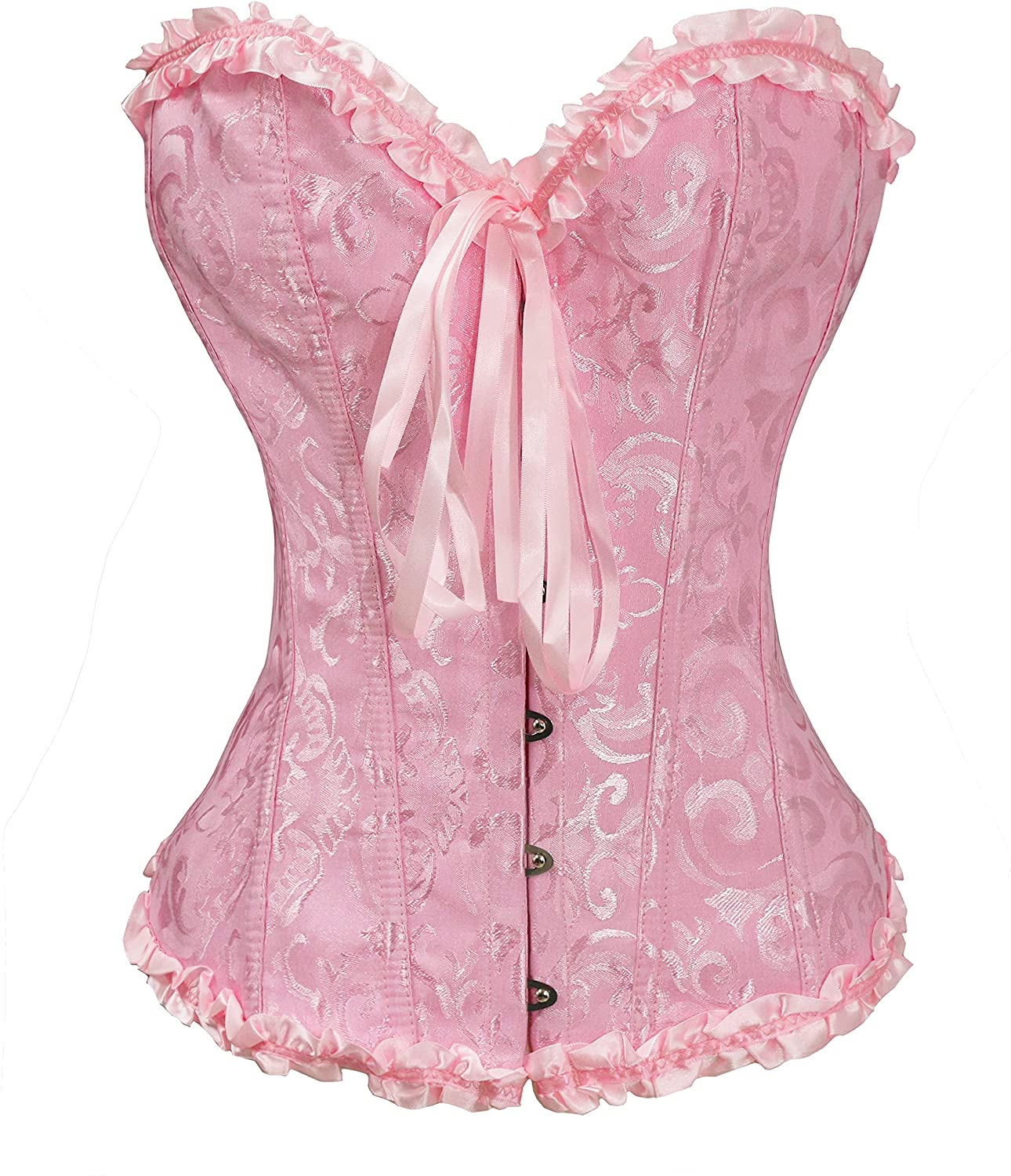 Bslingerie Womens Waist Cincher Bustier Boned Corset Apparel & Accessories > Clothing > Underwear & Socks > Lingerie Bslingerie Pink Large 