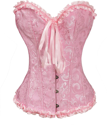 Bslingerie Womens Waist Cincher Bustier Boned Corset Apparel & Accessories > Clothing > Underwear & Socks > Lingerie Bslingerie Pink Large 