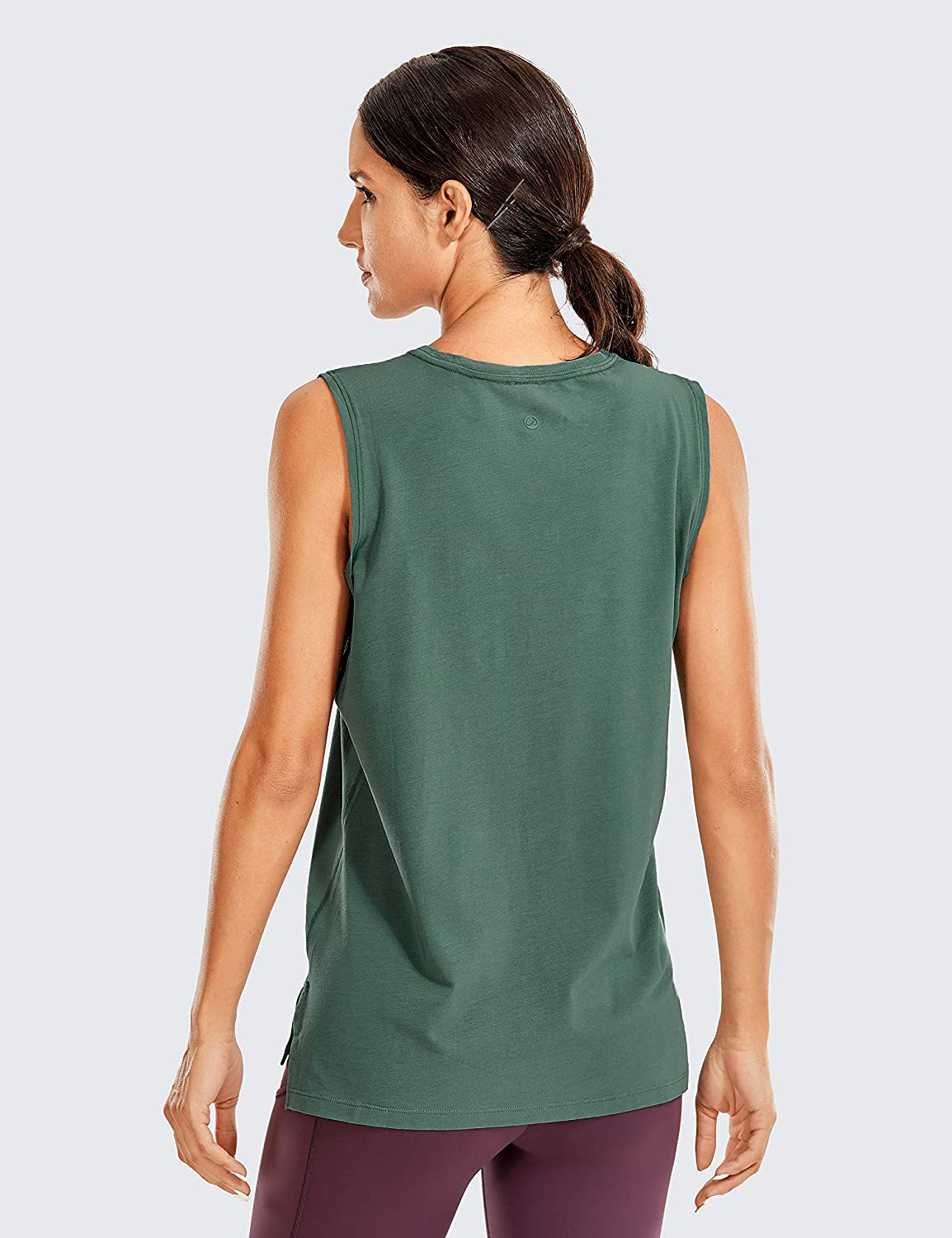 CRZ YOGA Women'S Pima Cotton Workout Tank Tops Loose Fit Yoga Sleeveless Shirts Muscle Tank Apparel & Accessories > Clothing > Activewear Kylie Max   