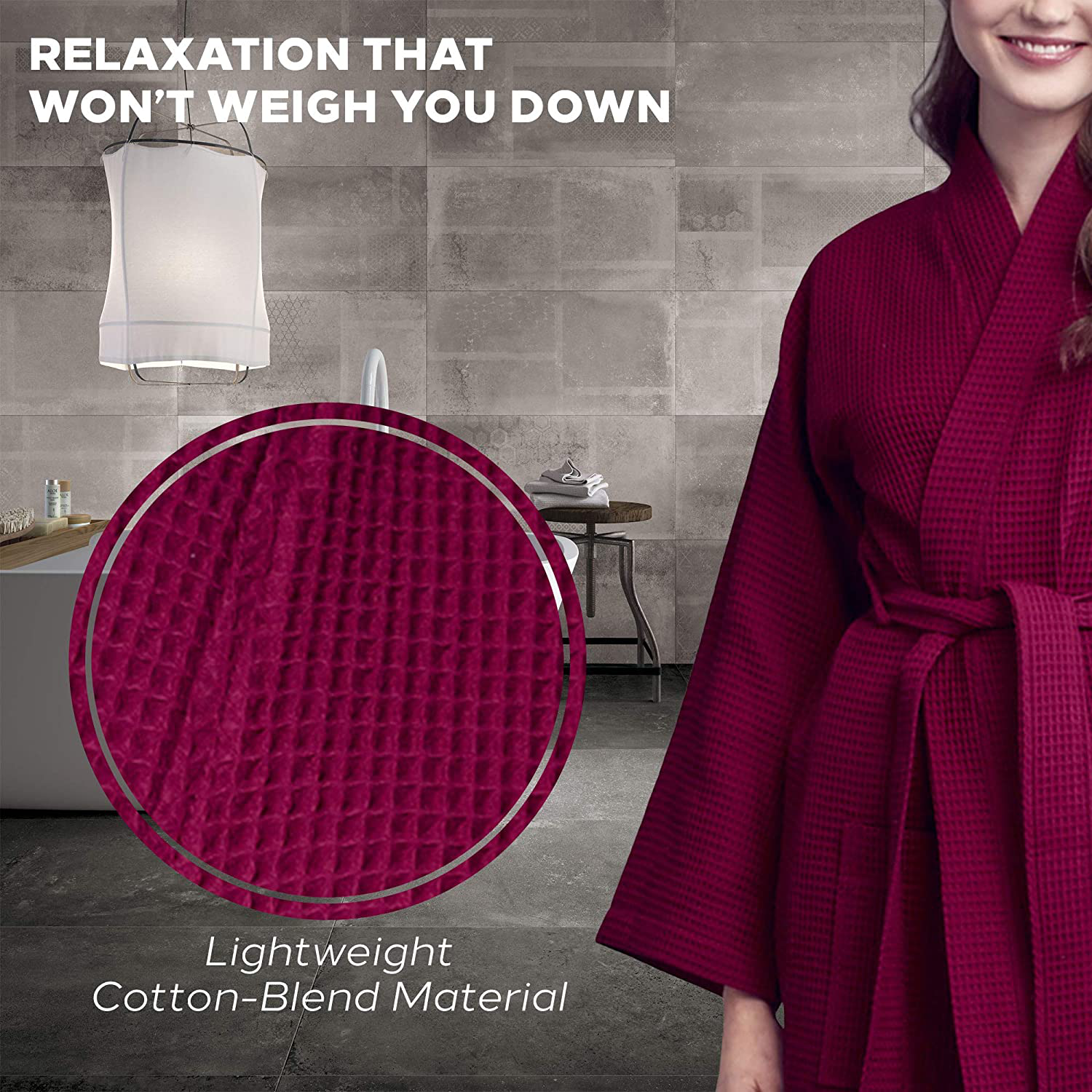 Lotus Linen Waffle Robes for Women - Lightweight, Soft Cotton Kimono Loungewear Apparel & Accessories > Clothing > Sleepwear & Loungewear > Robes Kylie Max   