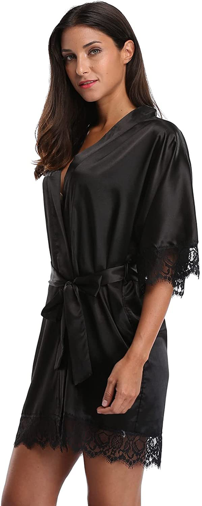 Silk Kimono Robe Women Sleepwear Short Bridesmaid Bath Robes Wedding Party Apparel & Accessories > Clothing > Sleepwear & Loungewear > Robes The Bund   