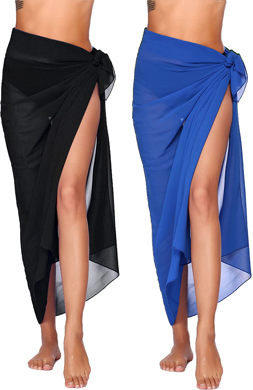 Ekouaer Sarong Swimsuit Coverup for Women Chiffon Long Beach Tie Wrap Skirt Sexy Bikini Sheer Scarf Bathing Suit Bottom Apparel & Accessories > Clothing > Swimwear Kylie Max   