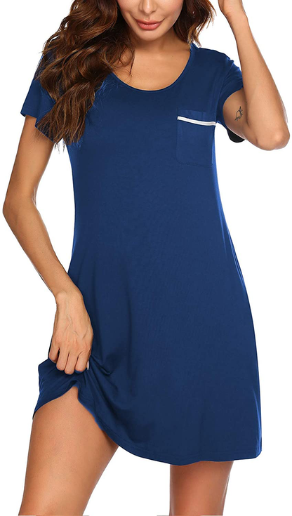 Ekouaer Women Sleepshirt Short Sleeve T-Shirt Nightgowns Night Shirt Comfy Sleep Loungewear round Neck Nightshirt Soft S-XXL Apparel & Accessories > Clothing > Sleepwear & Loungewear > Nightgowns Kylie Max   