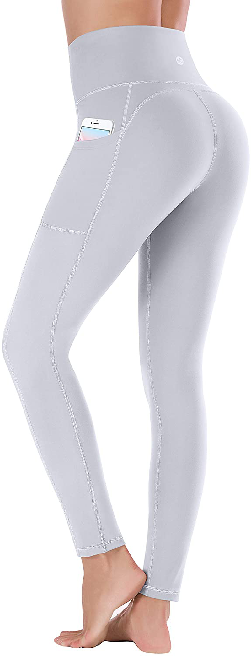 Ewedoos Women's Yoga Pants with Pockets - Leggings with Pockets, High Waist Tummy Control Non See-Through Workout Pants Apparel & Accessories > Clothing > Activewear Ewedoos Light Grey Large 