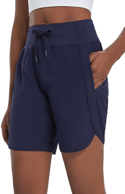 BALEAF Women'S 7" Long Shorts Lightweight for Running Workout Hiking Unlined Zipper Pocket Quick Dry Apparel & Accessories > Clothing > Shorts Kylie Max   