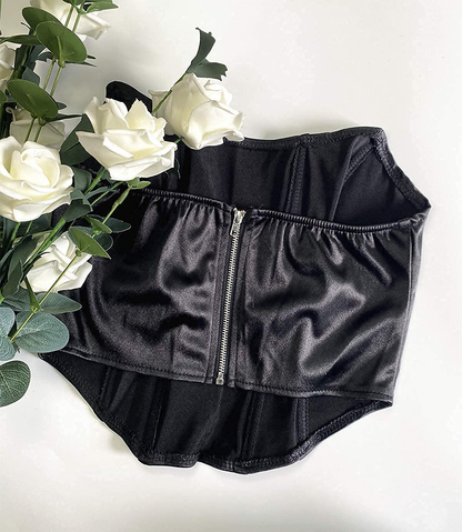 Modegal Women'S Satin Strapless Open Back Zipper Push up Fish Boned Overbust Bustier Corset Crop Top Apparel & Accessories > Clothing > Underwear & Socks > Lingerie Modegal   