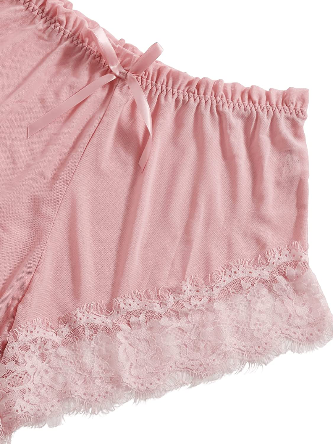 SOLY HUX Women'S 3 Piece Contrast Lace Sleepwear Cami Top and Shorts Pajama Set with Belted Robe Apparel & Accessories > Clothing > Sleepwear & Loungewear Kylie Max   