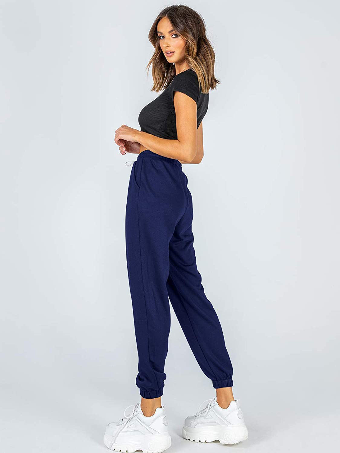Ezymall Womens Sweatpants Comfy High Waisted Workout Athletic Lounge Joggers Pants with Pockets Apparel & Accessories > Clothing > Activewear Kylie Max   