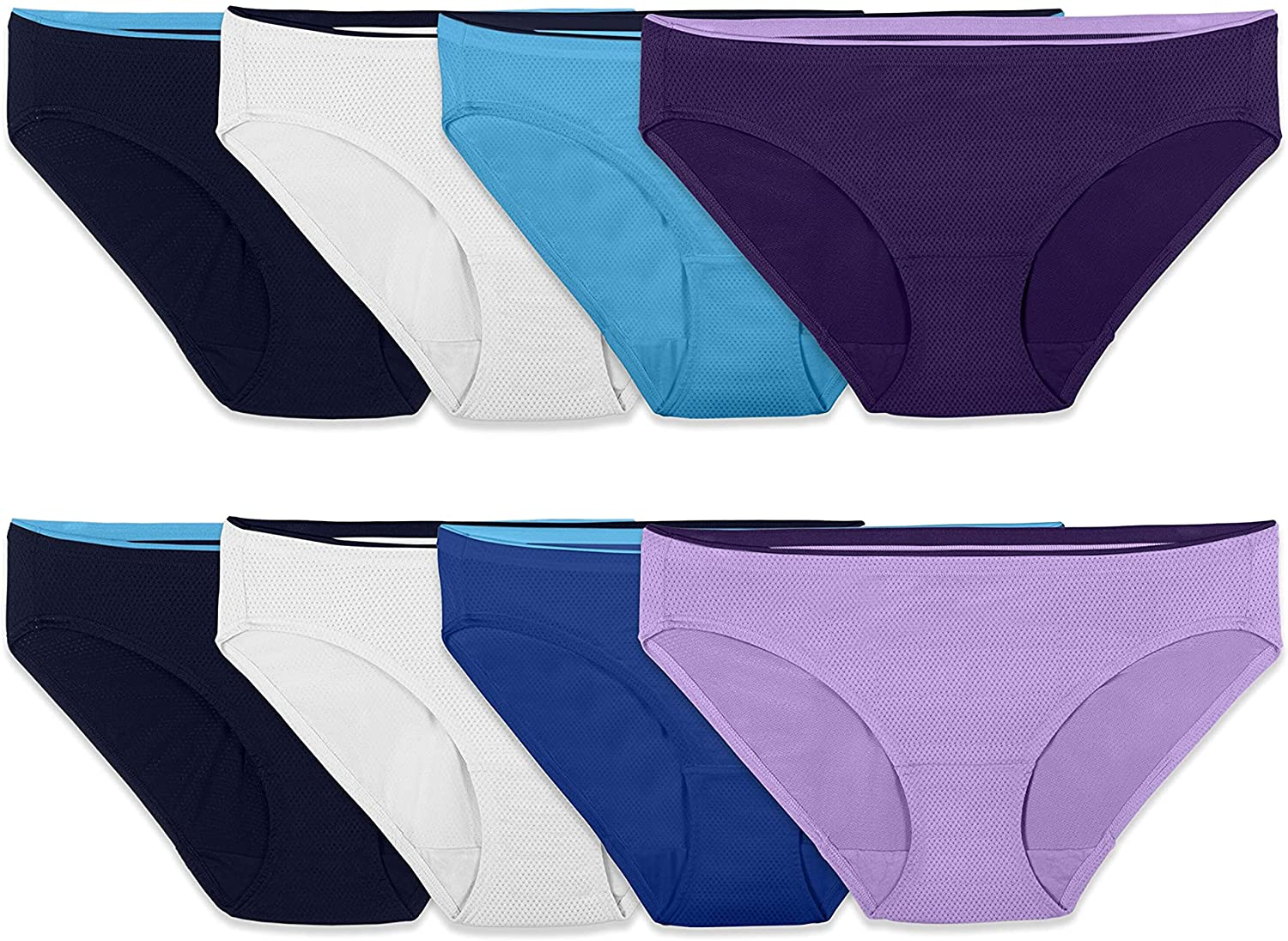 Fruit of the Loom Women'S Breathable Underwear (Regular & plus Size) Apparel & Accessories > Clothing > Underwear & Socks > Underwear Fruit of the Loom Bikini - Micro Mesh - 8 Pack Assorted Colors Regular 6