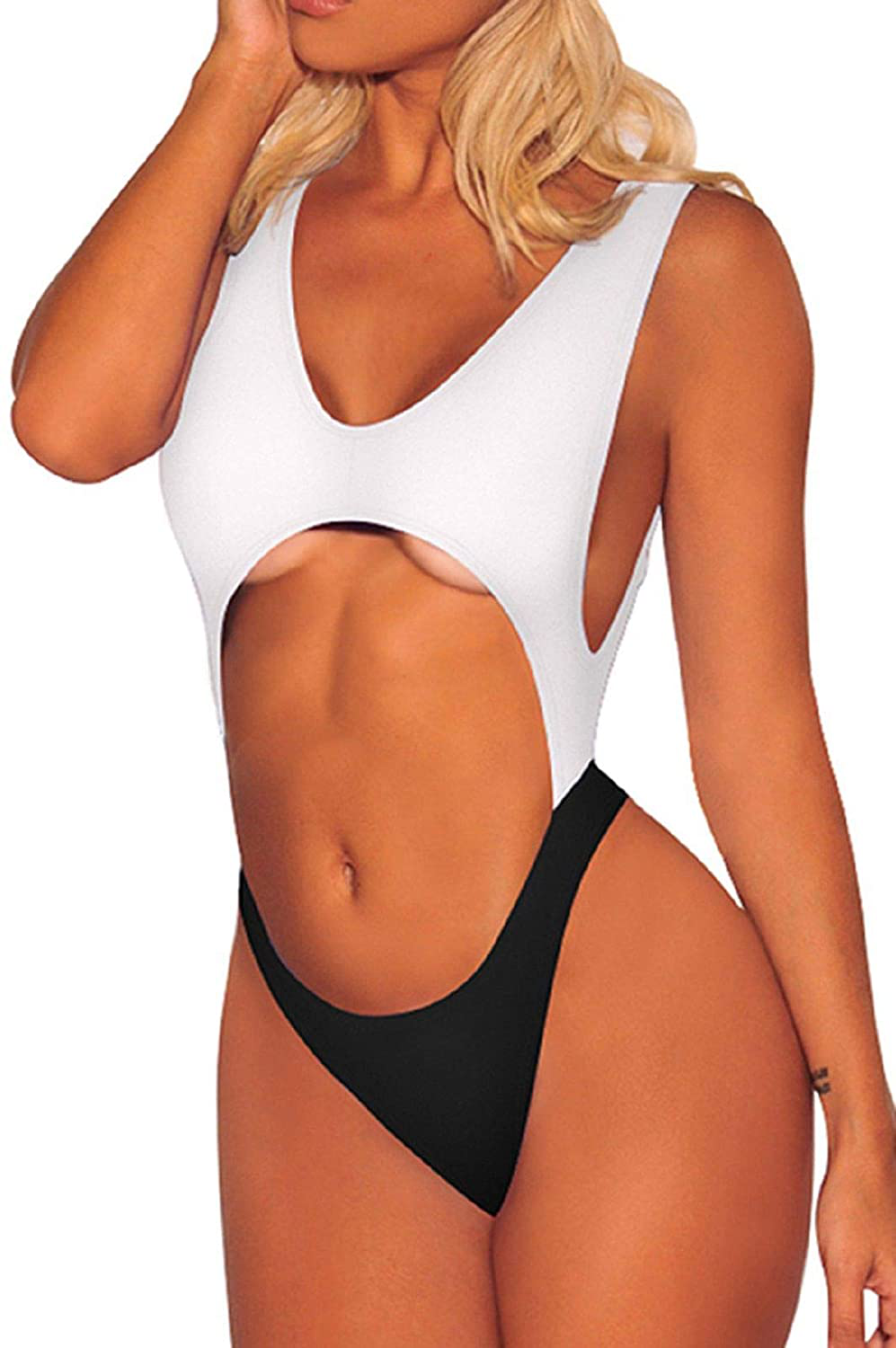 Viottiset Women'S Cutout High Cut One Piece Thong Swimsuit Bikini Monokini Bandage  Kylie Max   