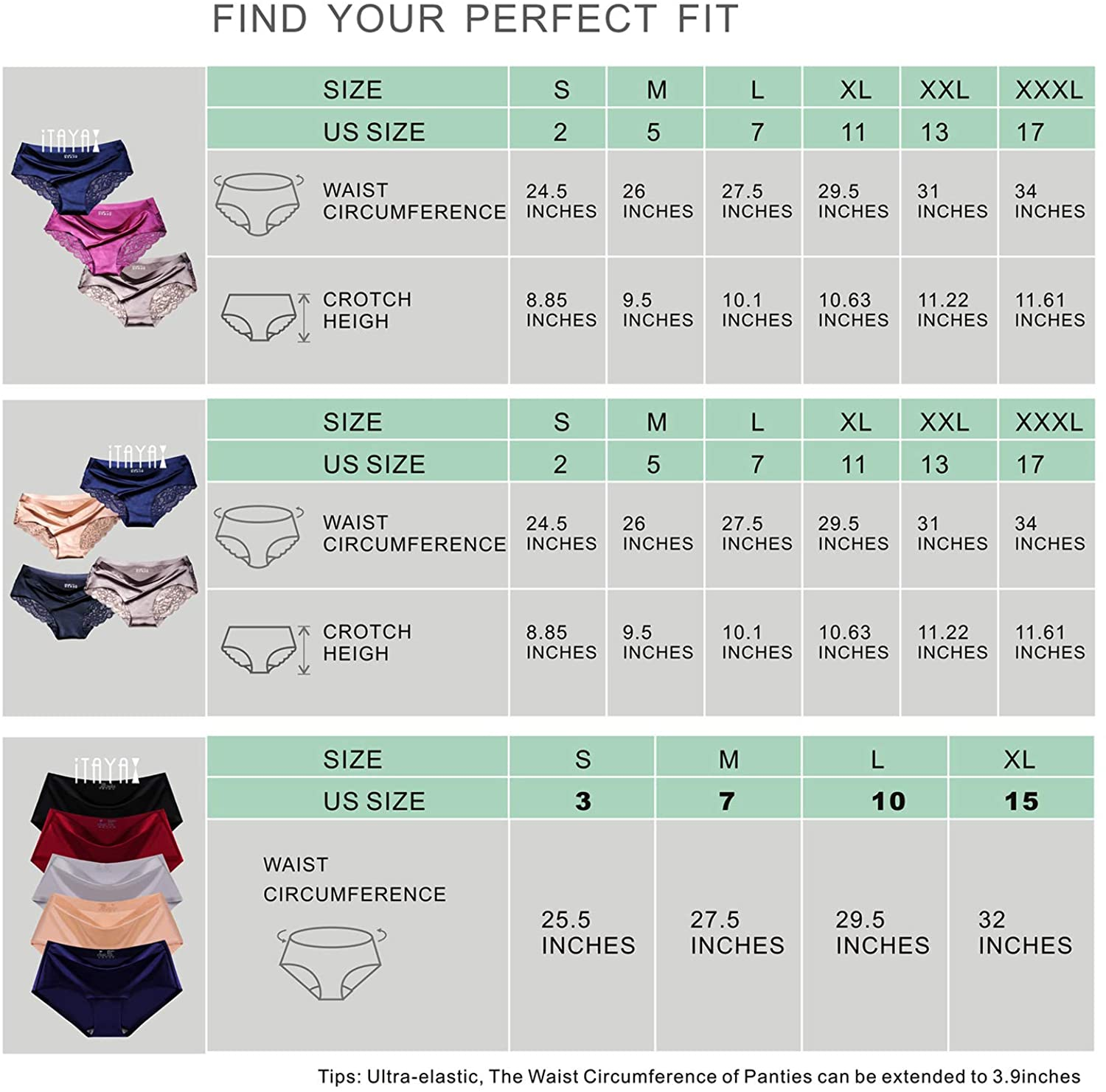 Sexy Lace Underwear for Women Frozen Silk Seamless Panties with Silky Tactile Touch 4 Pack, Assorted Colors S M L XL XXL3XL  ITAYAX   
