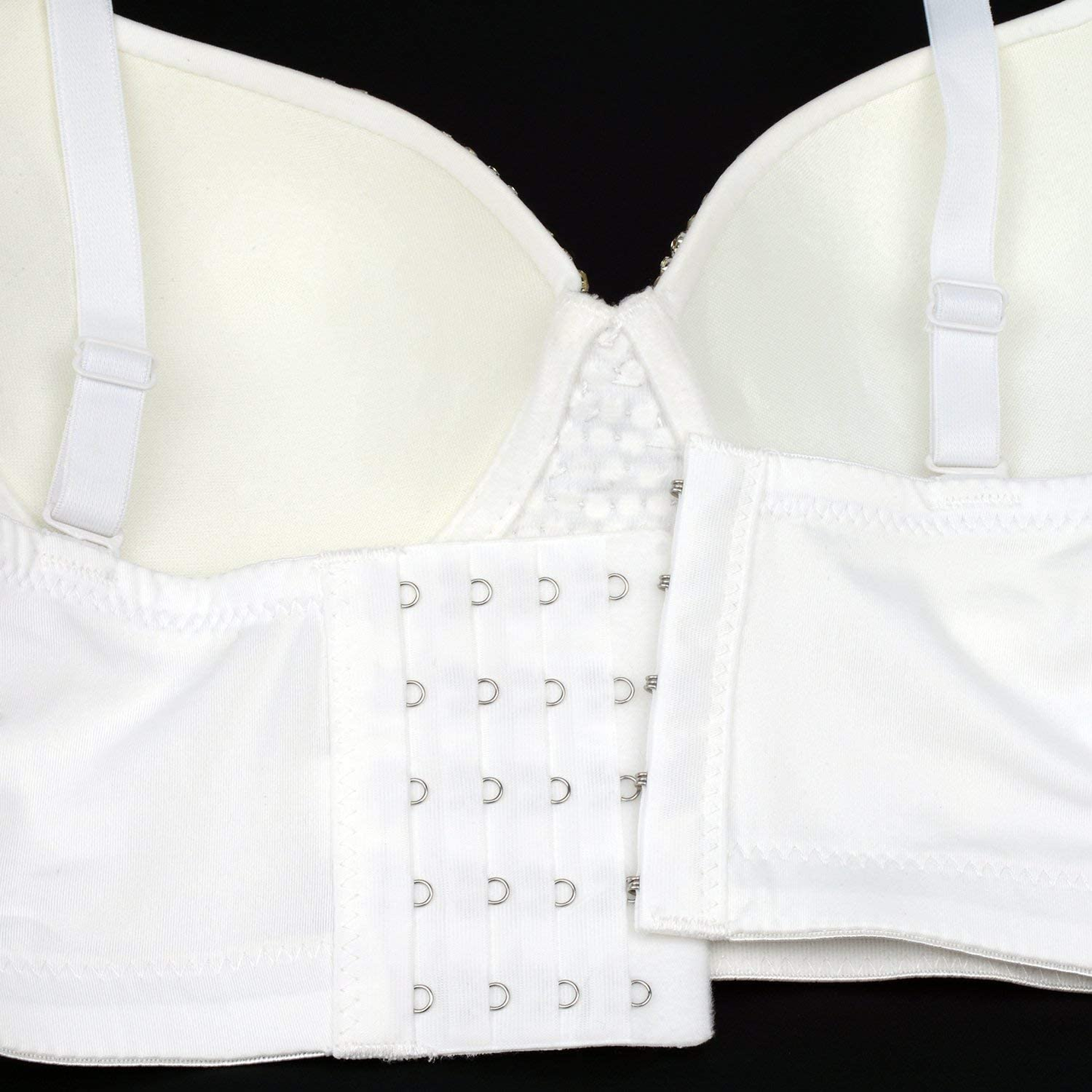 ELLACCI Women'S Handmade Rhinestone Diamond Push up Bustier Crop Top Sexy Punk Corset Bra White Apparel & Accessories > Clothing > Underwear & Socks > Lingerie ELLACCI   