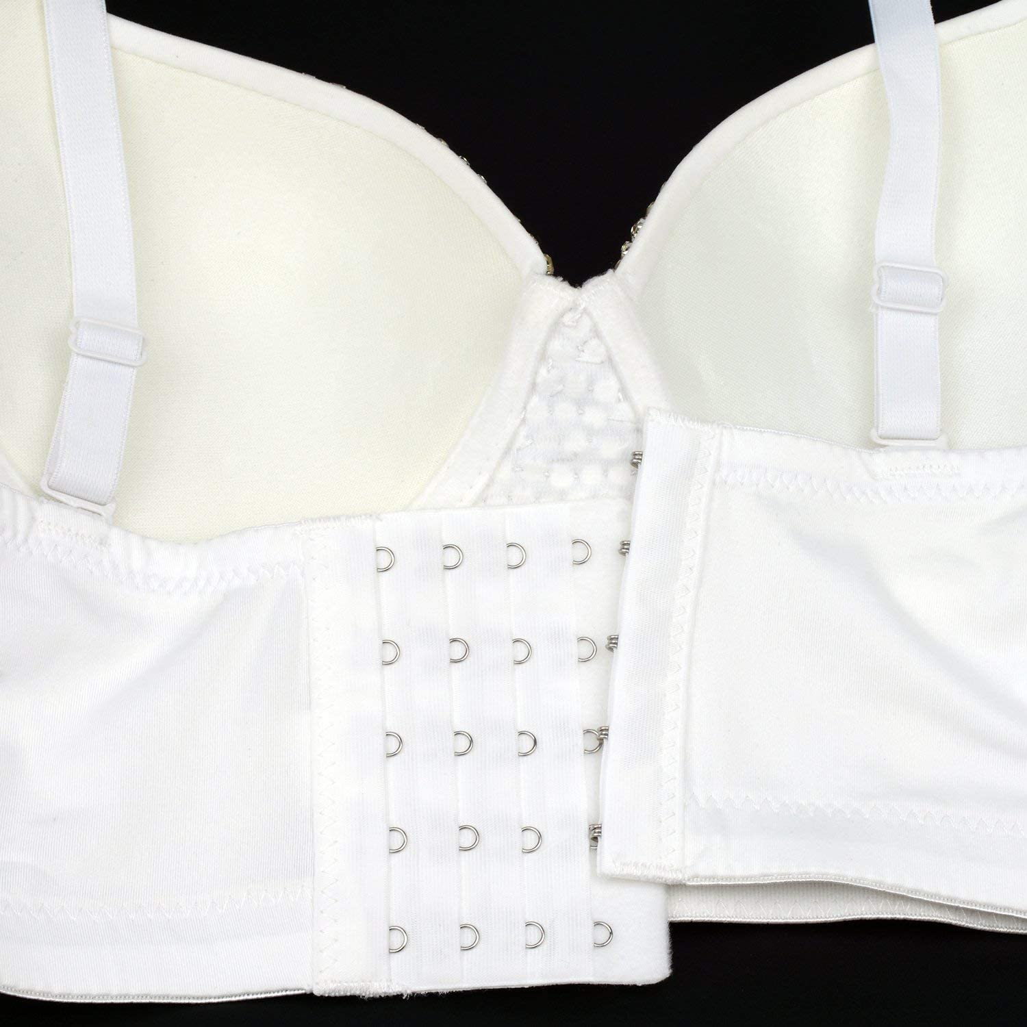 ELLACCI Women'S Handmade Rhinestone Diamond Push up Bustier Crop Top Sexy Punk Corset Bra White Apparel & Accessories > Clothing > Underwear & Socks > Lingerie ELLACCI   