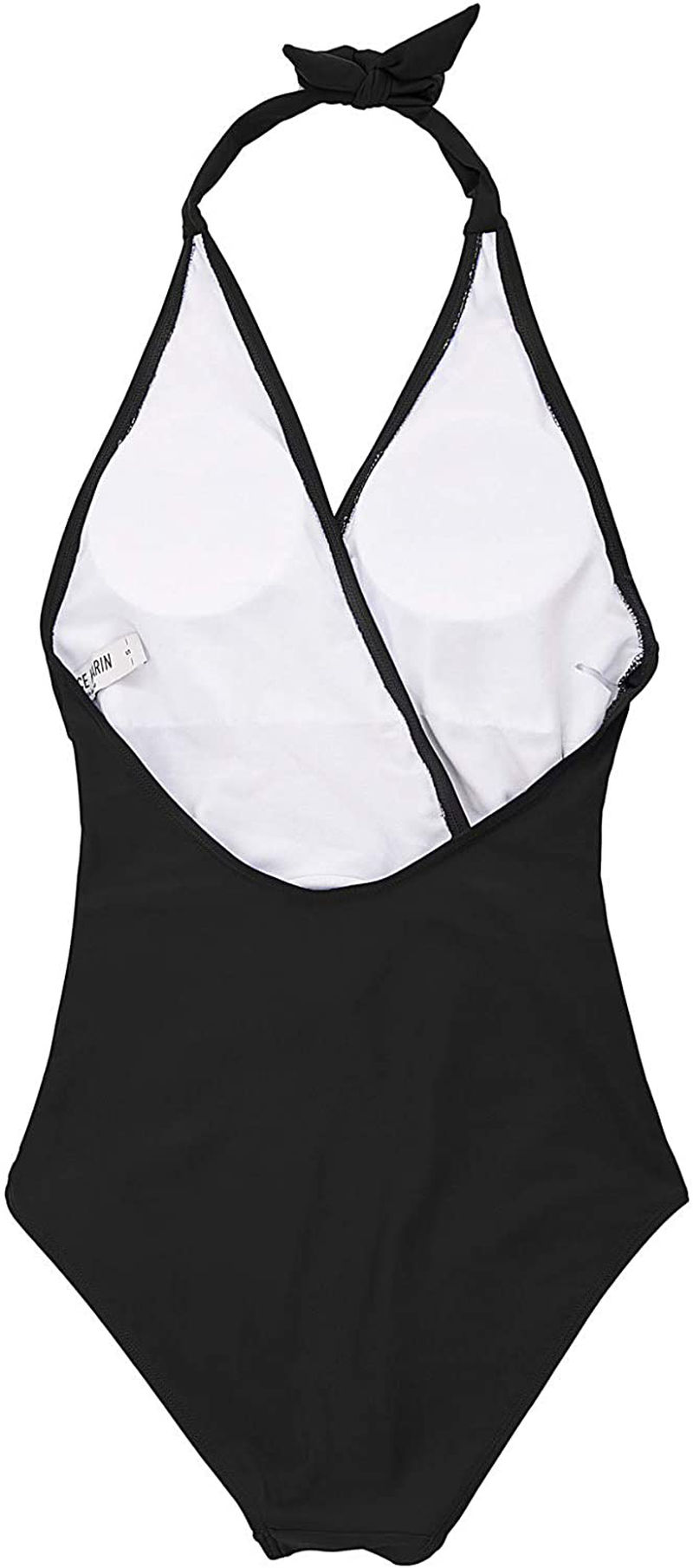 GRACE KARIN Women'S Halter Swimwear V Neck Stripe One-Piece Swimsuit Monokini Apparel & Accessories > Clothing > Swimwear Kylie Max   