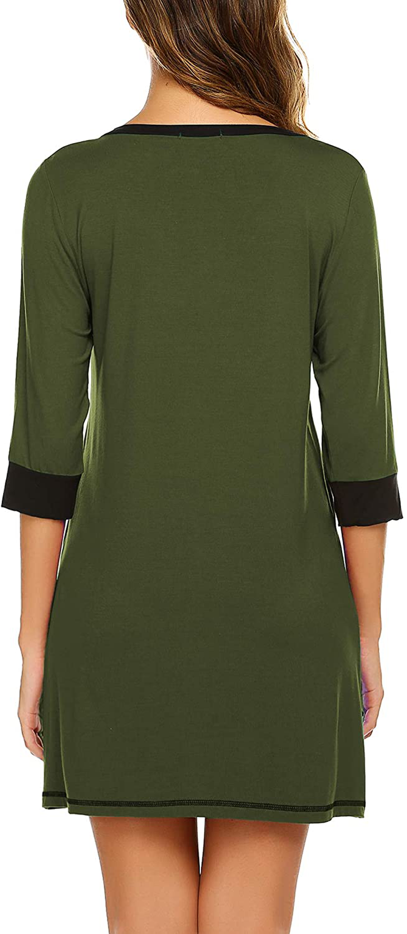 Ekouear Sleepshirts Womens Nightgowns Soft Sleepwear 3/4 Sleeve Night Shirts V Neck Sleep Dress Loose Nighties Apparel & Accessories > Clothing > Sleepwear & Loungewear > Nightgowns Kylie Max   