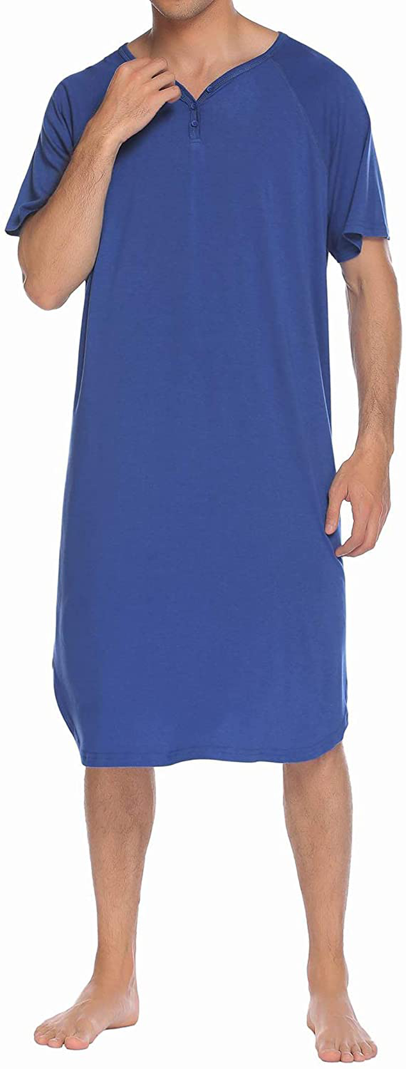 Ekouaer Sleepwear Men'S Nightshirt Short Sleeve Pajamas Comfy Big & Tall Henley Sleep Shirt M-XXXL Apparel & Accessories > Clothing > Sleepwear & Loungewear > Nightgowns Kylie Max   