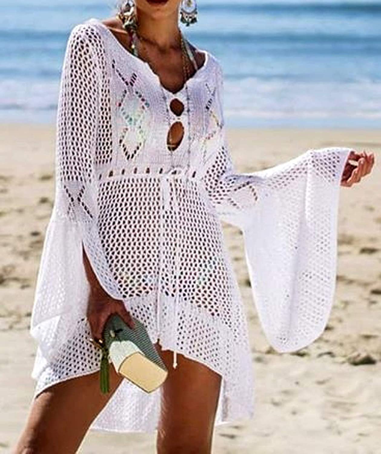 Wander Agio Beach Tops Sexy Perspective Cover Dresses Bikini Cover-Ups Net Coverups Apparel & Accessories > Clothing > Swimwear Kylie Max   
