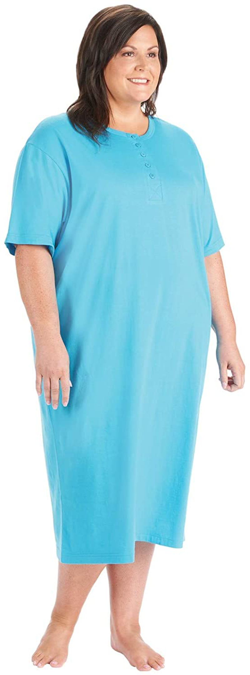 Catalog Classics Womens Long Henley Nightshirts - Set of 4 Sleep Shirts Apparel & Accessories > Clothing > Sleepwear & Loungewear > Nightgowns Kylie Max   