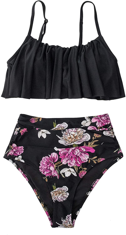 CUPSHE Women's High Waisted Falbala Bikini Set Apparel & Accessories > Clothing > Swimwear KYLIE MAX   
