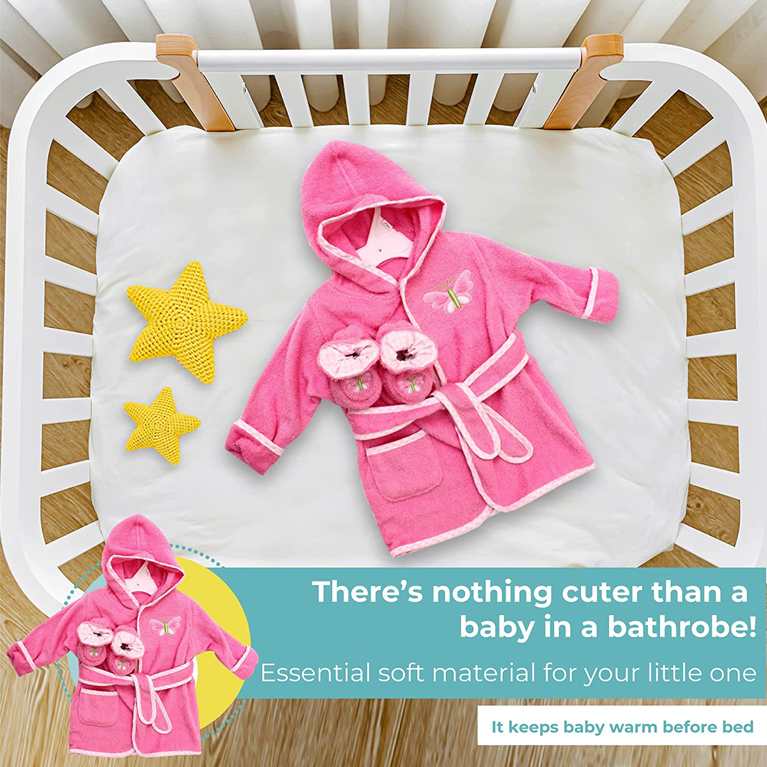 Spasilk 100% Cotton Hooded Terry Bathrobe with Booties — Baby Girl Gifts — Baby Boy Gifts — 0-9 Months — Shower Gift Apparel & Accessories > Clothing > Sleepwear & Loungewear > Robes Kylie Max   