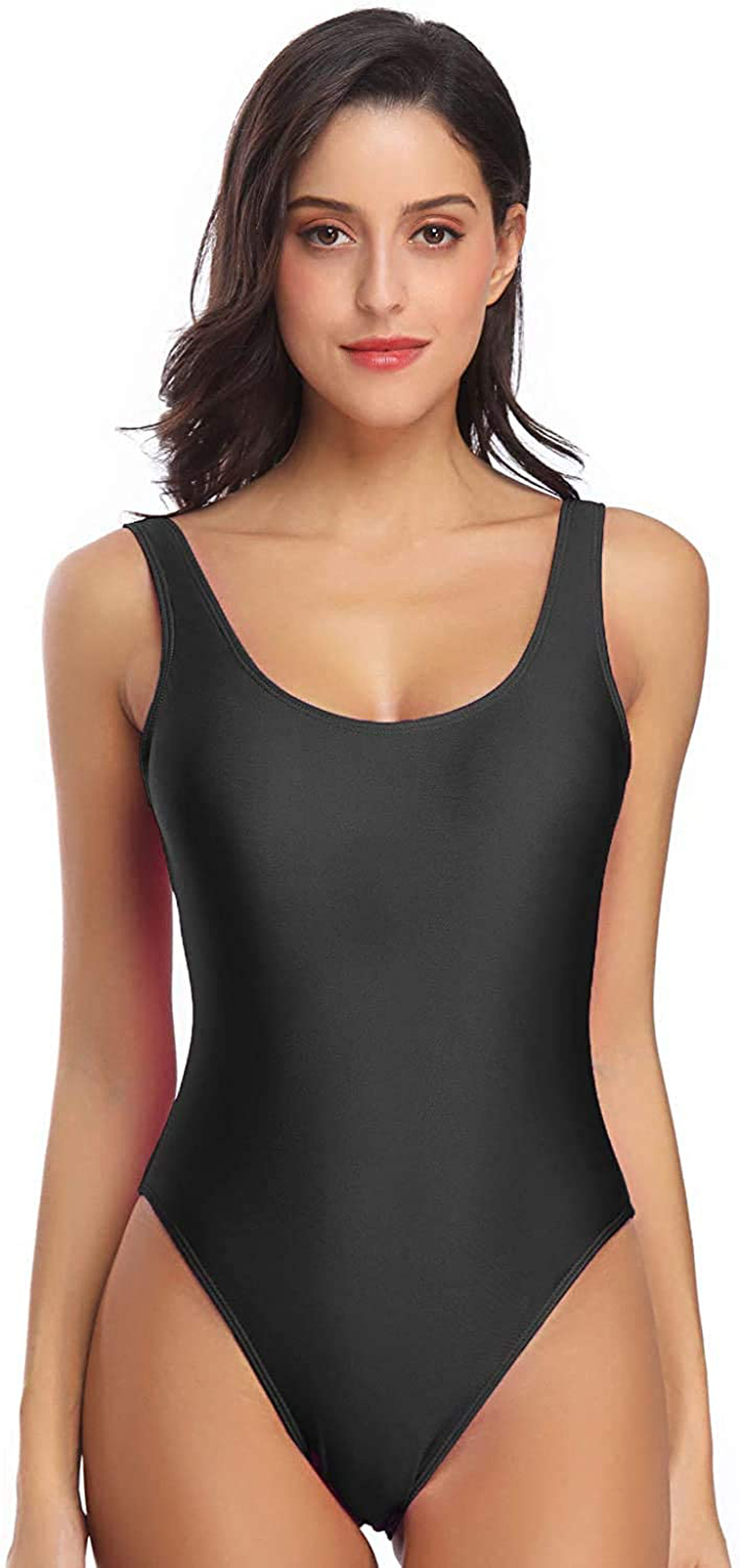 MIAIULIA Women'S Retro 80S/90S Inspired High Cut Low Back Padding One Piece Swimwear Bathing Suits Apparel & Accessories > Clothing > Swimwear Kylie Max Black With Padding Medium 