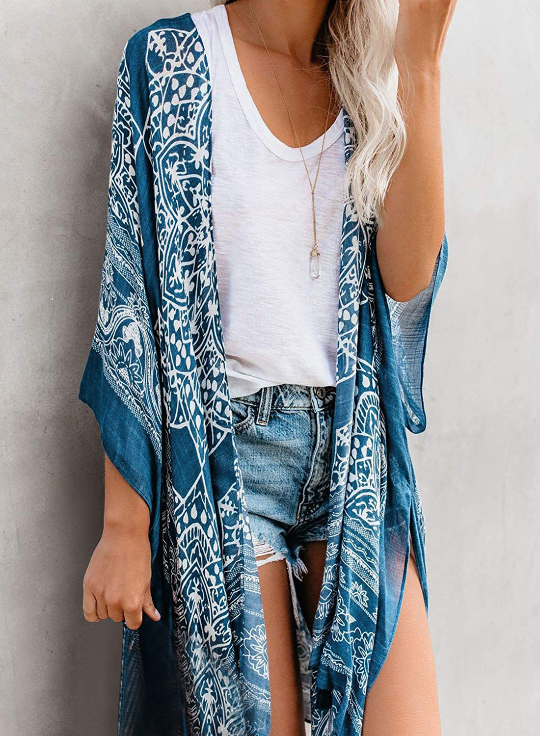 Dokotoo Womens 2022 Fashion Summer Print Kimono Casual Cardigans Loose Cover Ups Apparel & Accessories > Clothing > Swimwear Kylie Max   