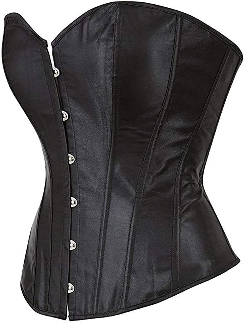 NIYIGEJI Satin Sexy Strong Boned Corset Lace up Overbust Waist Cincher Bustier Bodyshaper Top Apparel & Accessories > Clothing > Underwear & Socks > Lingerie NIYIGEJI   