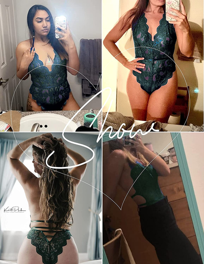 Avidlove Womens Lace Bodysuit Teddy Lingerie Sexy Deep V Halter One Piece Babydoll Apparel & Accessories > Clothing > Underwear & Socks > Lingerie Avidlove   