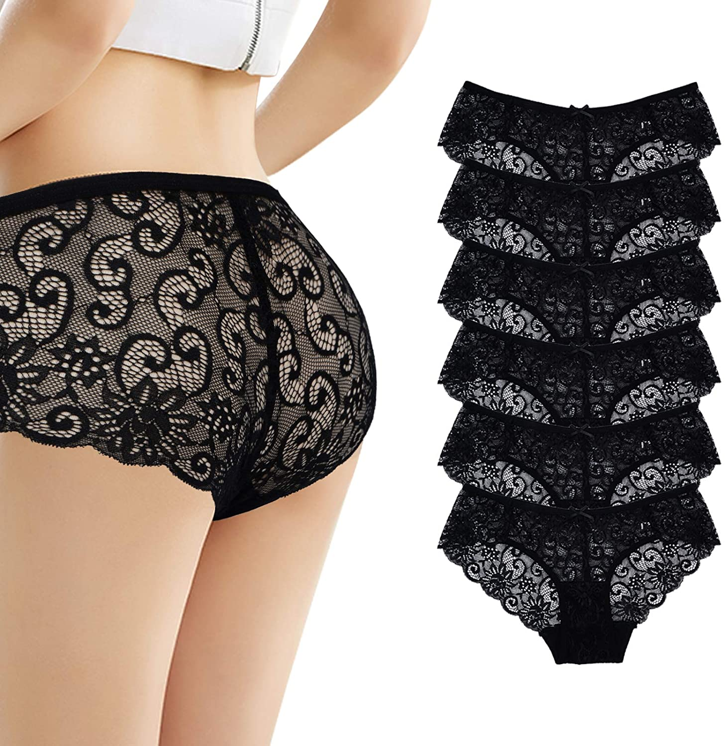 Sunm Boutique Womens Underwear Invisible Seamless Bikini Lace Underwear Half Back Coverage Panties Apparel & Accessories > Clothing > Underwear & Socks > Underwear Sunm Boutique   