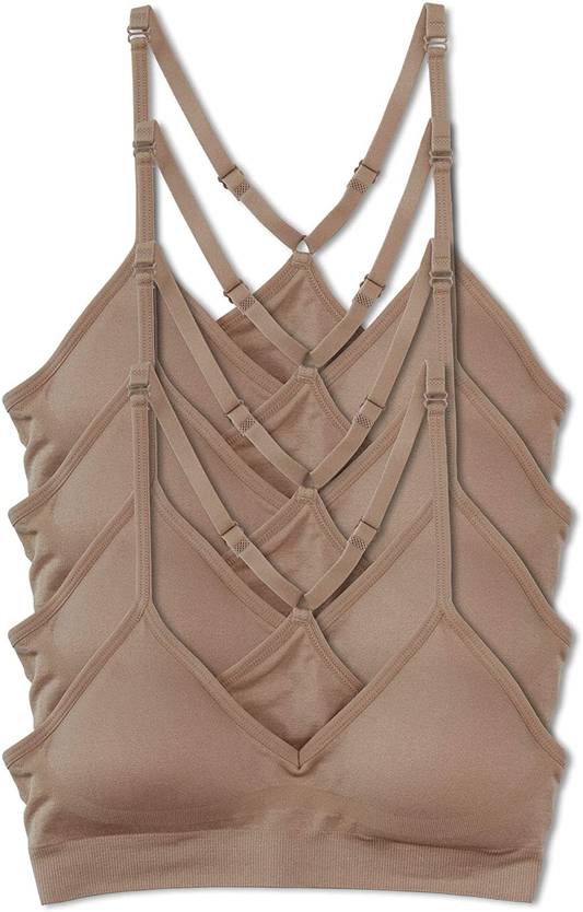 Kalon 4 Pack Racerback Sports Bralette V Neck for Women Apparel & Accessories > Clothing > Underwear & Socks > Bras Kylie Max   