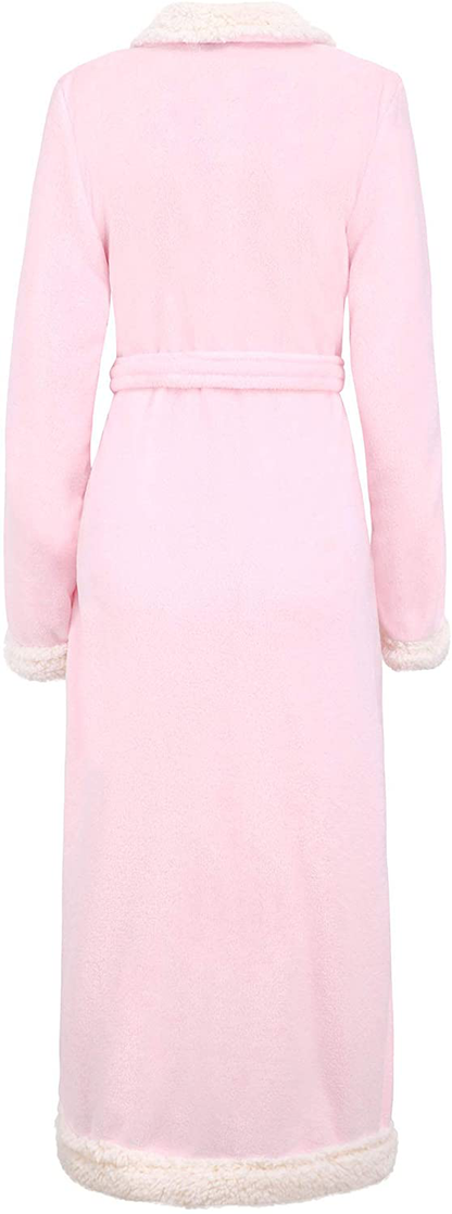 Burklett Luxury Sherpa Trim Fleece Long Bath Robe with Pocket Apparel & Accessories > Clothing > Sleepwear & Loungewear > Robes Kylie Max   