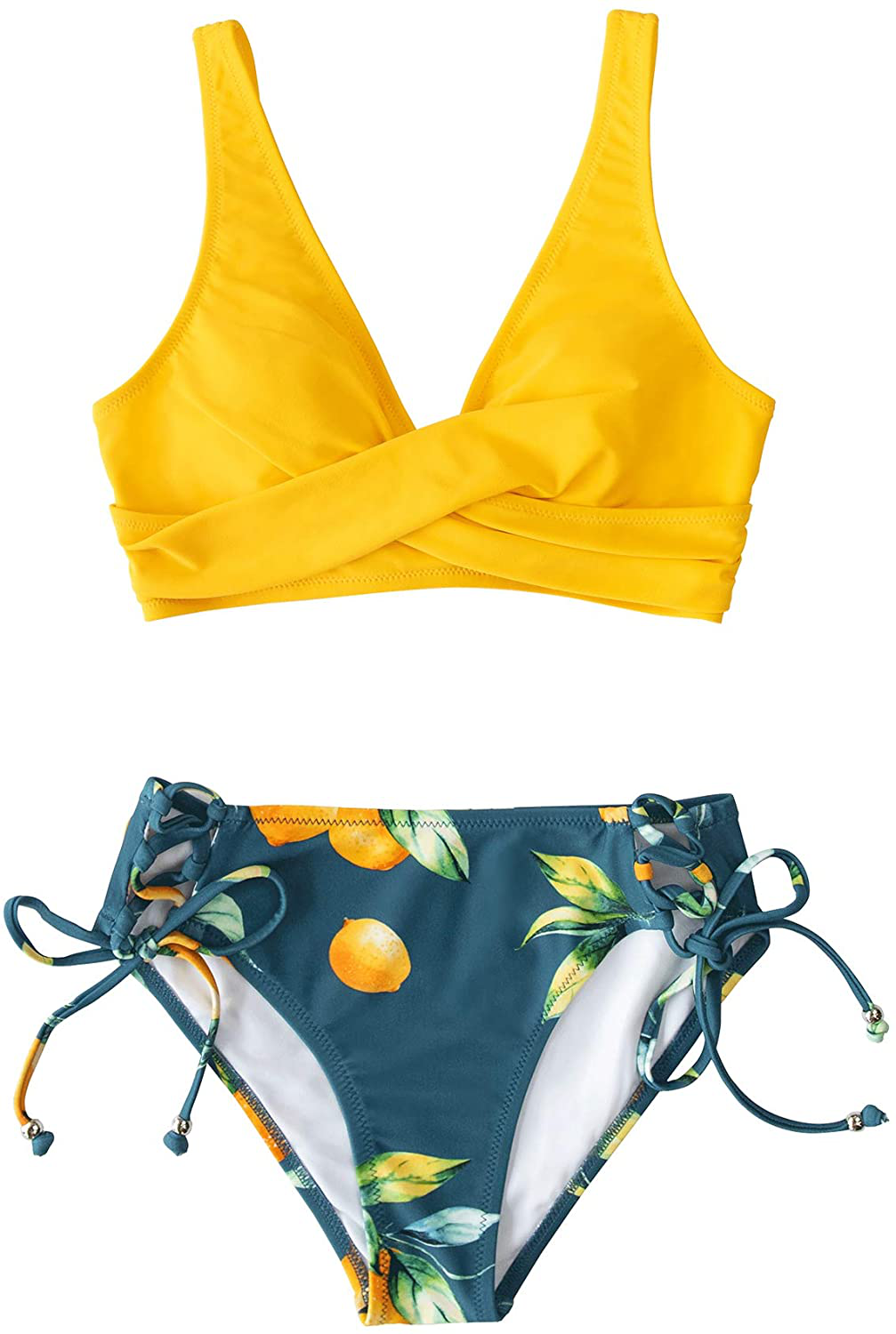 CUPSHE Women's Bikini Swimsuit Front Cross Lace Up Two Piece Bathing Suit Apparel & Accessories > Clothing > Swimwear CUPSHE   