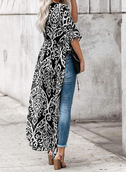 Dokotoo Womens 2022 Fashion Print Kimono Tassel Casual Cardigan Loose Cover Up Apparel & Accessories > Clothing > Swimwear Kylie Max   