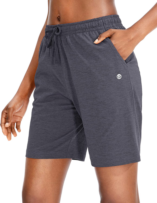 G Gradual Women'S Bermuda Shorts Jersey Shorts with Deep Pockets 7" Long Shorts for Women Lounge Walking Athletic Apparel & Accessories > Clothing > Shorts Kylie Max   