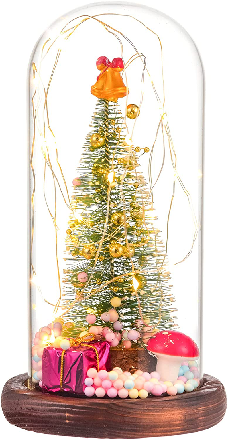 Tongtai Galaxy Rose Flower Gift-Galaxy Enchanted Rose with Led Light String in Glass Dome -Gifts for Women Mom Her Birthday Wedding Anniversary Room Home Bedroom Decor Arts & Entertainment > Party & Celebration > Gift Giving Tongtai Christmas tree-Small glass  