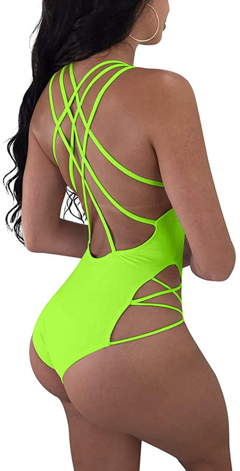 LAGSHIAN Womens Sexy One Piece Lace up Straps Swimsuit Bathing Suit Swimwear Apparel & Accessories > Clothing > Swimwear Kylie Max   