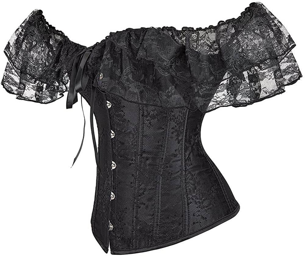 Corset Tops for Women Corset - Overbust Lingerie - Lace up Back Bustier Top - Fashion Corsets with Sleeve Apparel & Accessories > Clothing > Underwear & Socks > Lingerie SZIVYSHI   