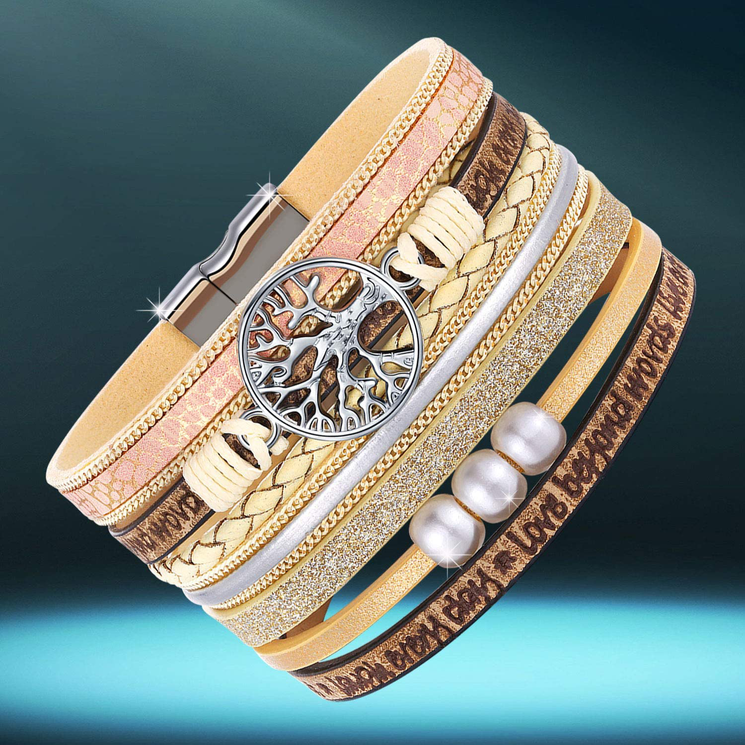 Inspirational Tree of Life Leather Bracelets for Women,Christmas Birthday Jewelry Gifts for Teen Girls Arts & Entertainment > Party & Celebration > Gift Giving Desimtion   